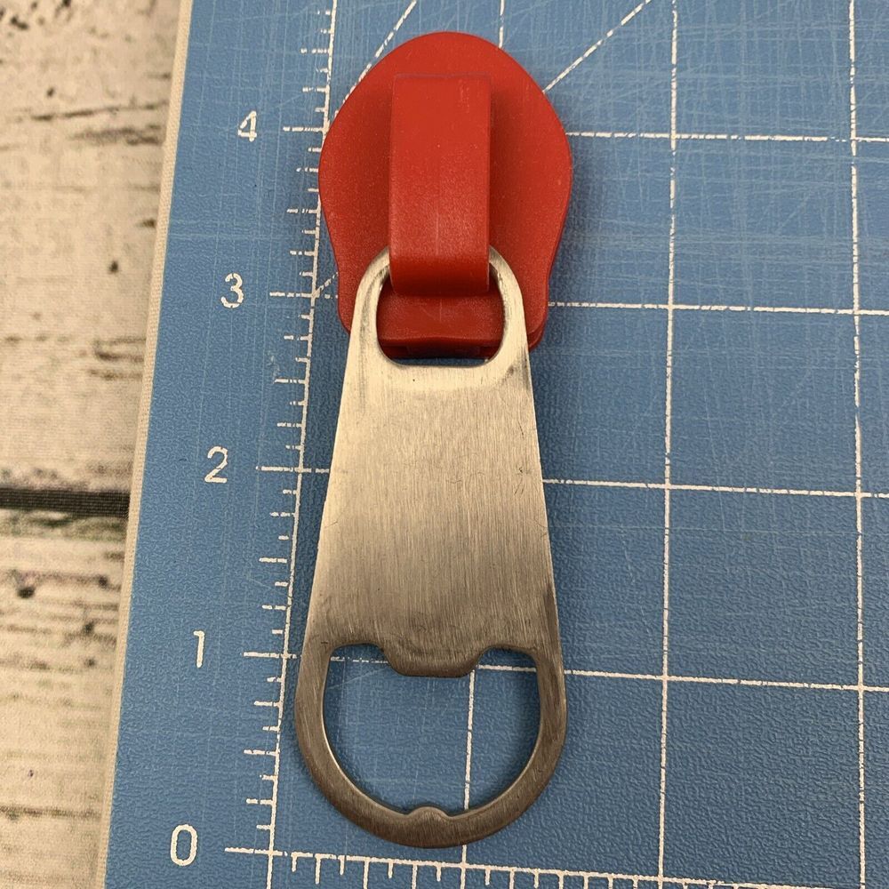 Bottle Opener Zipper Pull Novelty Keychain Barware Red